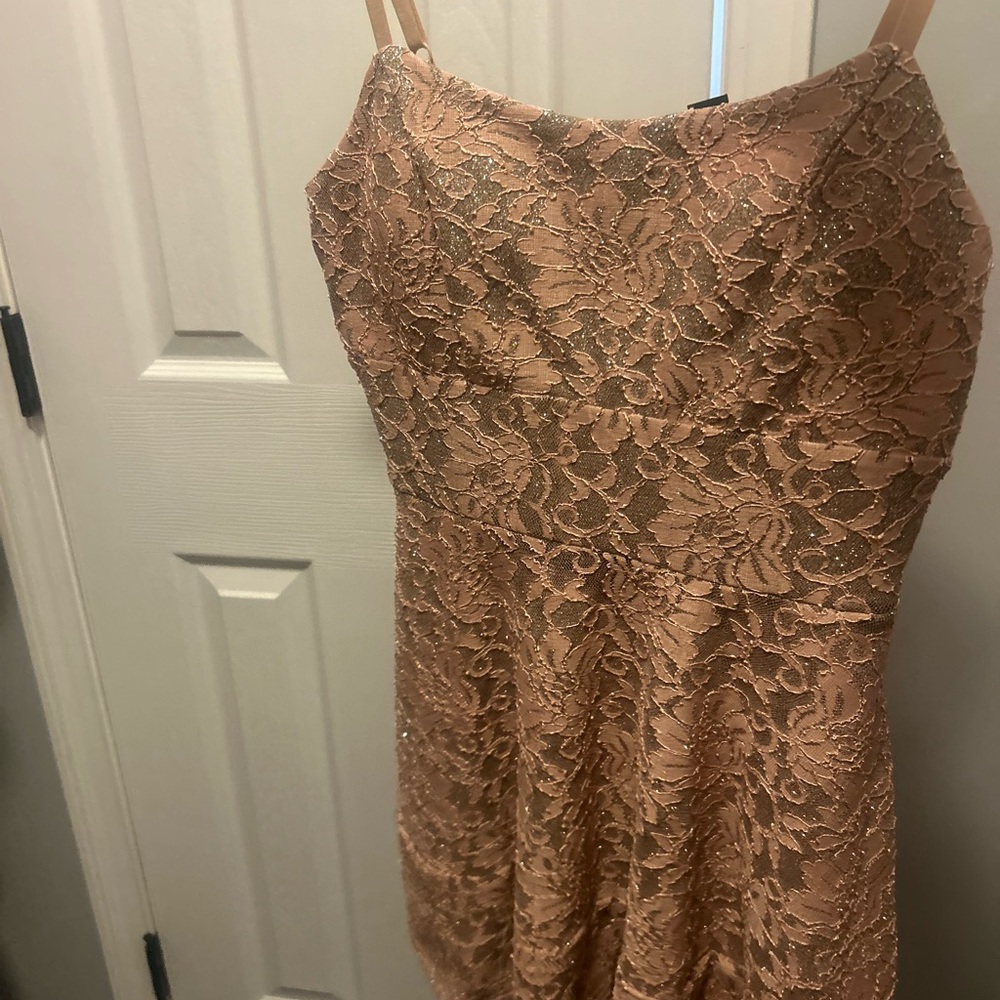 Blush Lace Spaghetti-Strap Mini Dress